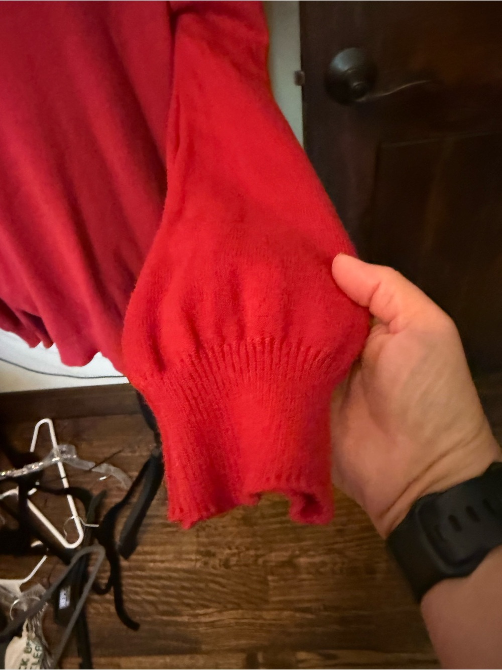 Red Pearl-Trim Ruffle Sweater - Women - Picture 3 of 7